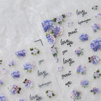Purple Flower Nail Art Stickers Adhesive Sliders Hydrangea Sticker Decals MN289