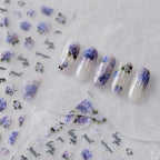 Purple Flower Nail Art Stickers Adhesive Sliders Hydrangea Sticker Decals MN289