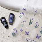 Purple Flower Nail Art Stickers Iris Flower Adhesive Slider Sticker Decals TS3625