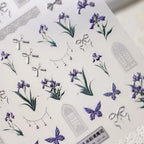 Purple Flower Nail Art Stickers Iris Flower Adhesive Slider Sticker Decals TS3625
