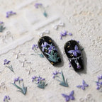 Purple Flower Nail Art Stickers Iris Flower Adhesive Slider Sticker Decals TS3625