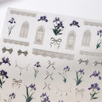 Purple Flower Nail Art Stickers Iris Flower Adhesive Slider Sticker Decals TS3625
