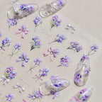 Purple Flower Nail Stickers Embossed Iris Flowers Leaf Nail Decals Self-Adhesive DIY Manicure Accessories 