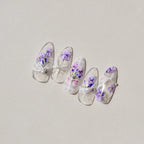 Purple Flower Nail Stickers Embossed Iris Flowers Leaf Nail Decals Self-Adhesive DIY Manicure Accessories 