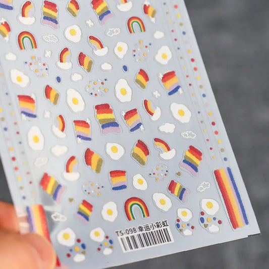 Rainbow Lines Nail Art Stickers Adhesive Slider Rainbow Sticker Decals TS098
