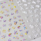 Rainbow Wish-star Nail Art Stickers 5D Embossed Love Heart Adhesive Sticker Decals Manicure Accessories to2775