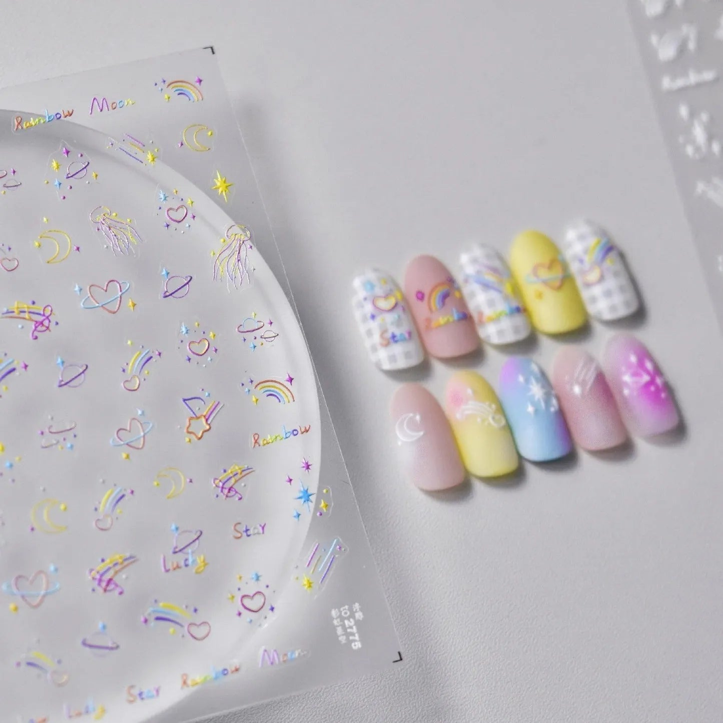 Rainbow Wish-star Nail Art Stickers 5D Embossed Love Heart Adhesive Sticker Decals Manicure Accessories to2775
