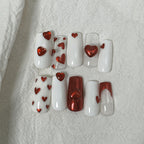 Red 3D Heart Nail Stickers - Valentine's Day Decals TA287