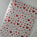 Red 3D Heart Nail Stickers - Valentine's Day Decals TA287