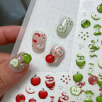 Red Apple Nail Stickers Summer Fruit 5D Stickers