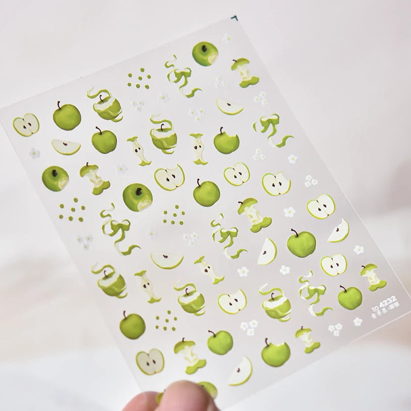 Red Apple Nail Stickers Summer Fruit 5D Stickers to4232