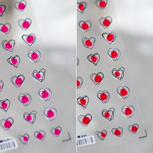 Red Blush Heart Nail Art Stickers Adhesive Love 3D Adhesive Decals TS692 - Nail MAD