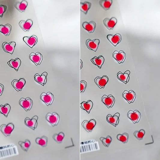 Red Blush Heart Nail Art Stickers Love Hearts Adhesive Sticker Decals TS692