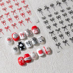 Red Bow Nail Art Stickers Adhesive Slider Embossed Bow Knot Sticker Decals TL131