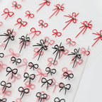 Red Bow Nail Art Stickers Adhesive Slider Embossed Bow Knot Sticker Decals TL131