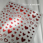 Red Heart Nail Art Stickers Metal Effect Love Hearts Adhesive Embossed Sticker Decals 
