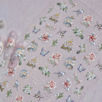 Retro Flower Nail Art Stickers Adhesive Rose Leaf Sticker Decals