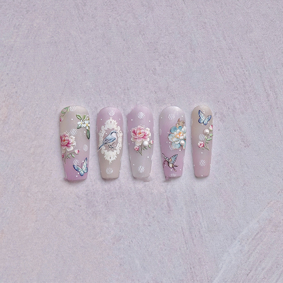 Retro Flower Nail Art Stickers Adhesive Rose Leaf Sticker Decals