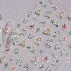 Retro Flower Nail Art Stickers Adhesive Rose Leaf Sticker Decals 