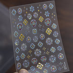Retro Mother-of-Pearl Nail Stickers - Holo Floral Decals 6181