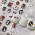 Retro Oil Painting Nail Art Stickers Adhesive Embossed Vintage Portrait Sticker Decals 