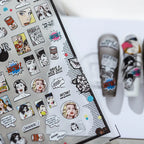 Retro Pop Girl Nail Art Stickers Vintage Street Graffiti Adhesive Sticker Decals 