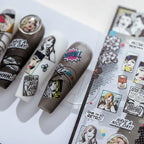 Retro Pop Girl Nail Art Stickers Vintage Street Graffiti Adhesive Sticker Decals 