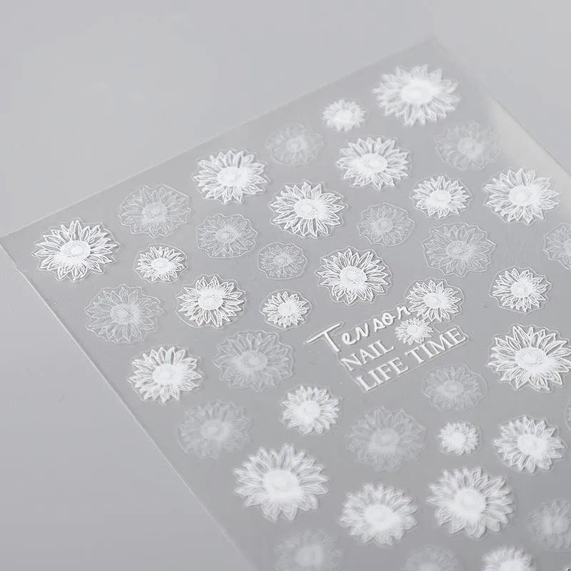 Retro Sunflower Nail Art Stickers Black White Sunflowers Adhesive Sticker Decals 