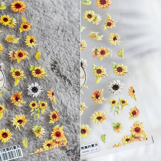 Retro Sunflower Nail Art Stickers Sunflowers Floral Adhesives Sticker Decals 