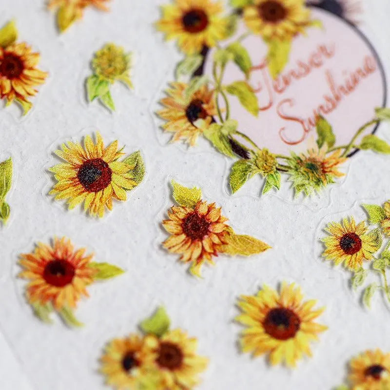 Retro Sunflower Nail Art Stickers Sunflowers Floral Adhesives Sticker Decals 