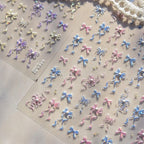 Ribbon Bow Nail Art Stickers Adhesive Embossed Pink Purple Bow Sticker Decals 