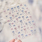 Ribbon Bow Nail Art Stickers Adhesive Embossed Pink Purple Bow Sticker Decals 