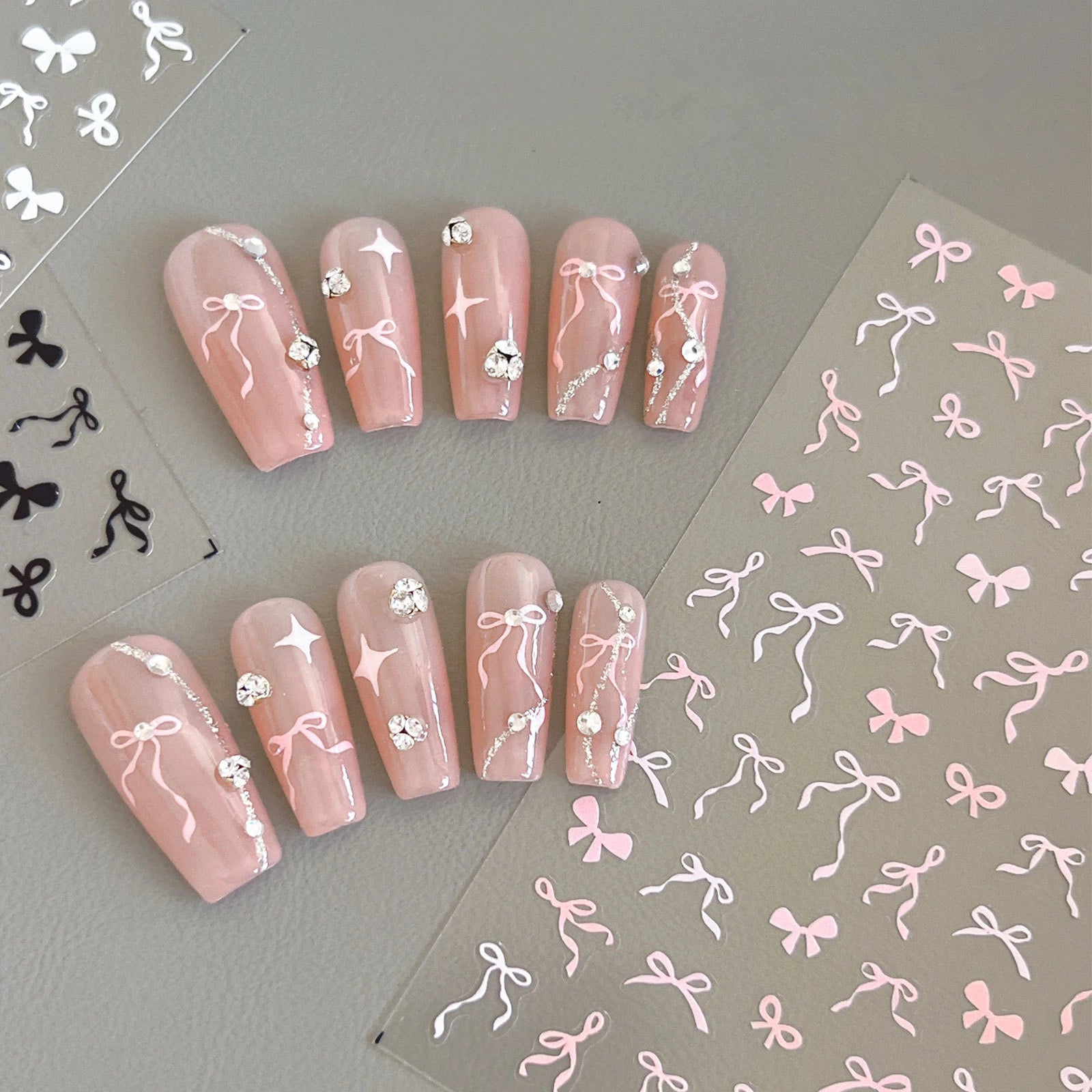 Ribbon Bows Nail Art Stickers Adhesive Embossed Sticker Decals 