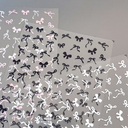 Ribbon Bows Nail Art Stickers Adhesive Embossed Sticker Decals 