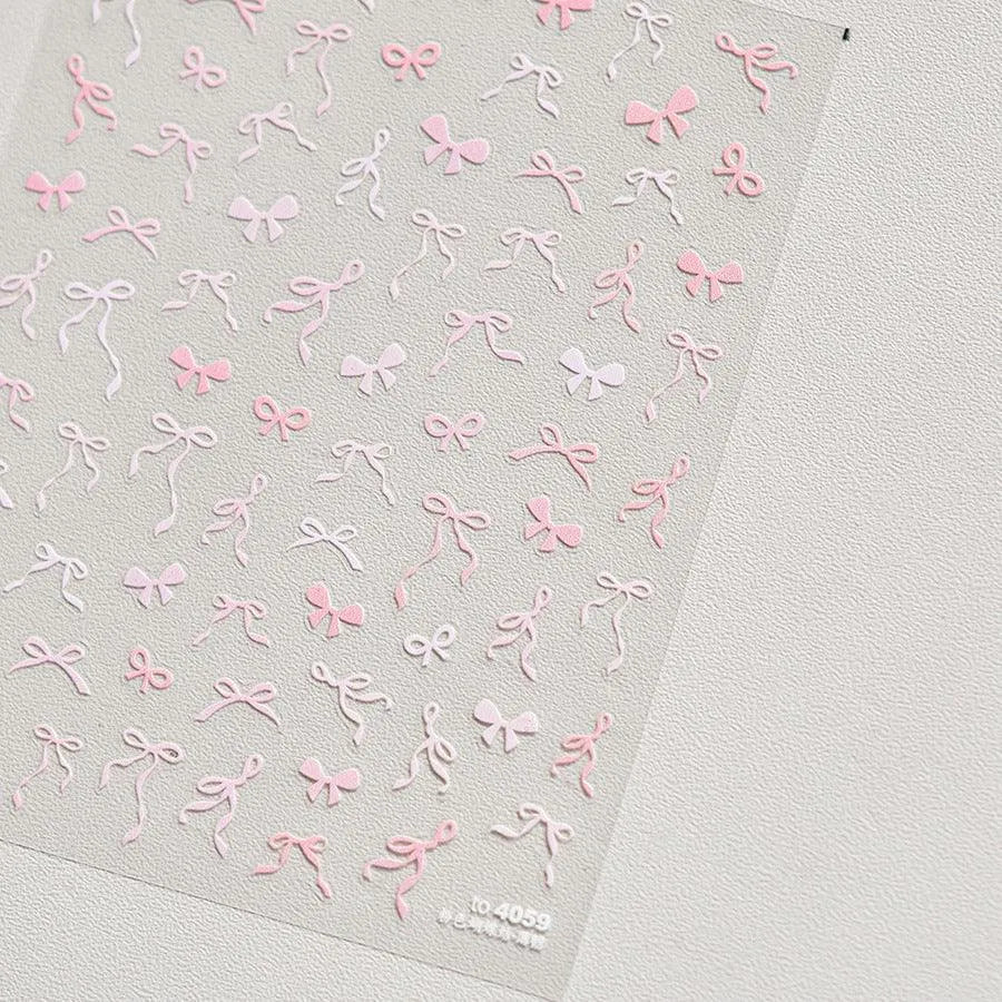 Ribbon Bows Nail Art Stickers Adhesive Embossed Sticker Decals 