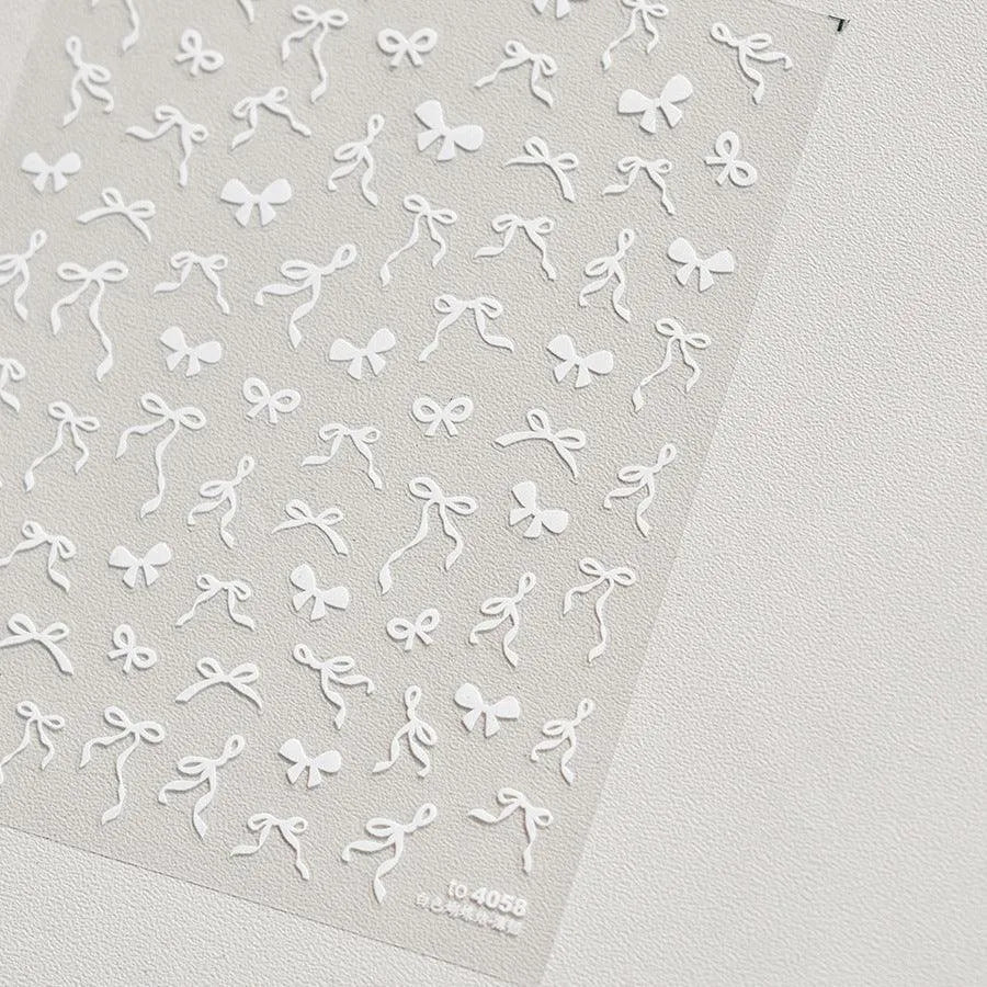 Ribbon Bows Nail Art Stickers Adhesive Embossed Sticker Decals 