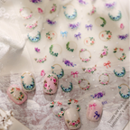 Romantic Floral Wreath & Bow Nail Art Stickers TK033