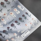 Rose Flower Nail Art Stickers Adhesive Embossed Rose Sticker Decals TS335