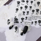 Rose Flower Nail Art Stickers Adhesive Slider Black Rose Sticker Decals TS2091