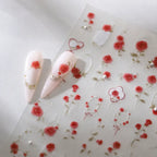 Rose Flower Nail Art Stickers Floral Leaf Adhesive Embossed Sticker Decals 