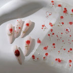 Rose Flower Nail Art Stickers Floral Leaf Adhesive Embossed Sticker Decals 