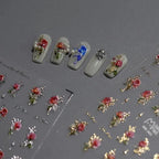 Rose Nail Art Stickers Metal Style Rose Flower Adhesive Embossed Sticker Decals MN303
