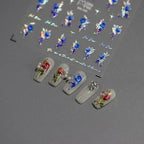 Rose Nail Art Stickers Metal Style Rose Flower Adhesive Embossed Sticker Decals MN303