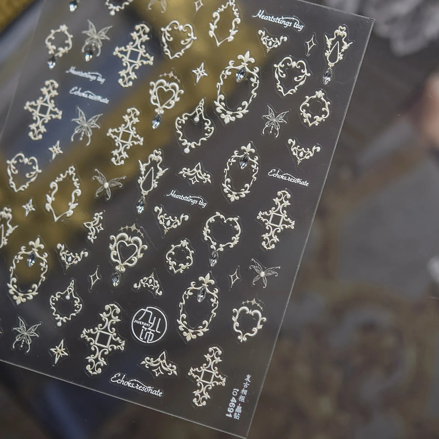 Royalcore Baroque 5D Nail Stickers | Embossed Filigree & Jewel Frame Decals