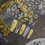 Royalcore Baroque 5D Nail Stickers | Embossed Filigree & Jewel Frame Decals