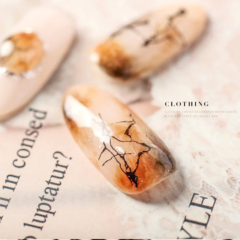 Black & White Marble Nail Stickers – 3D Ink Splash Full Wraps