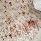 Sacred Heart Angel Nail Stickers | Vintage Gothic Cross Decals TL406