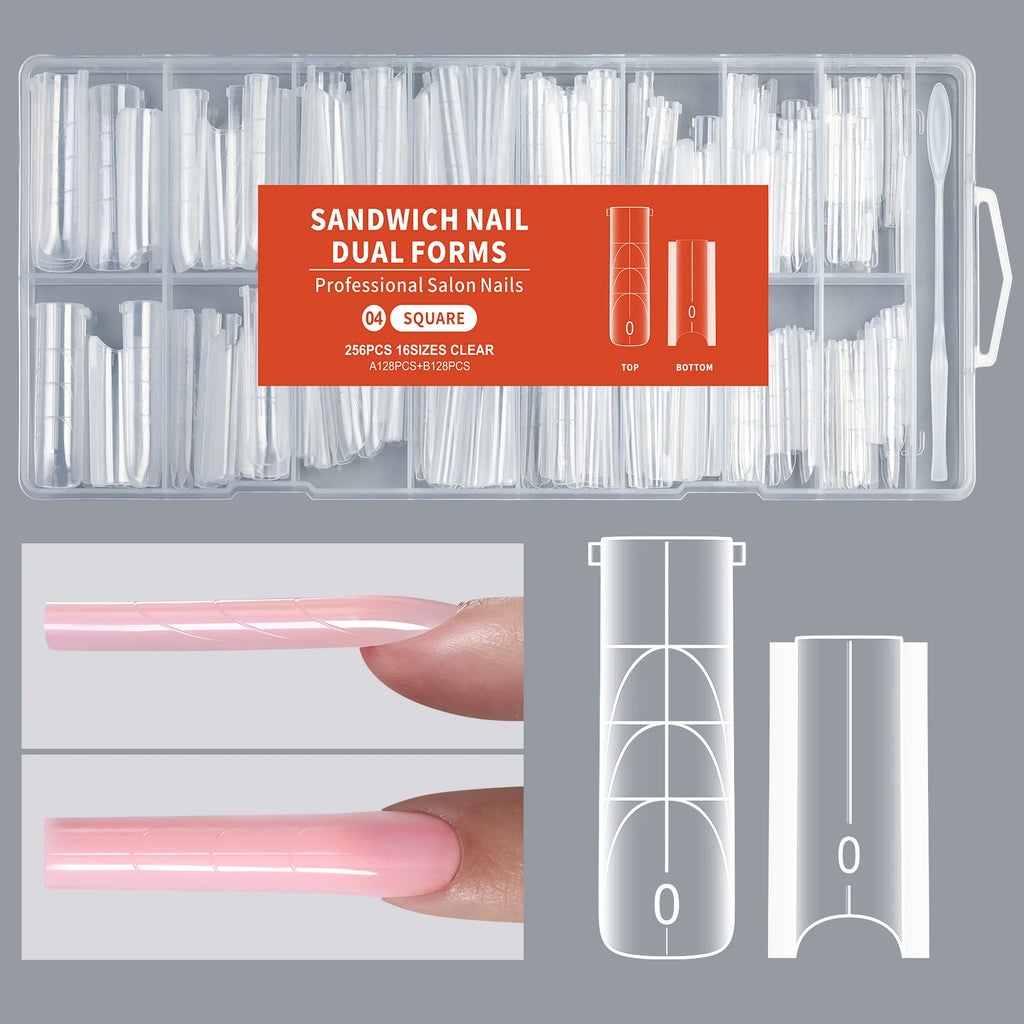 Sandwich Dual Nail Forms  - Long Square