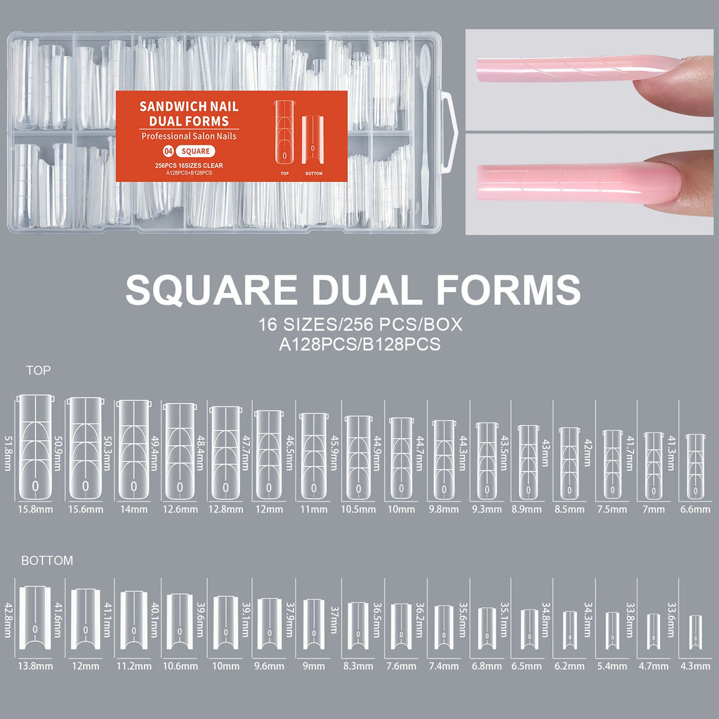 Sandwich Dual Nail Forms  - Long Square