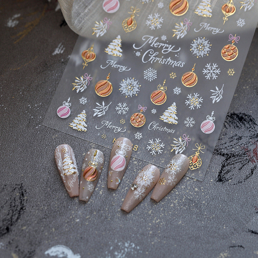 Santa Clause Nail Art Stickers 5D Christmas Reindeer Sticker Decals 